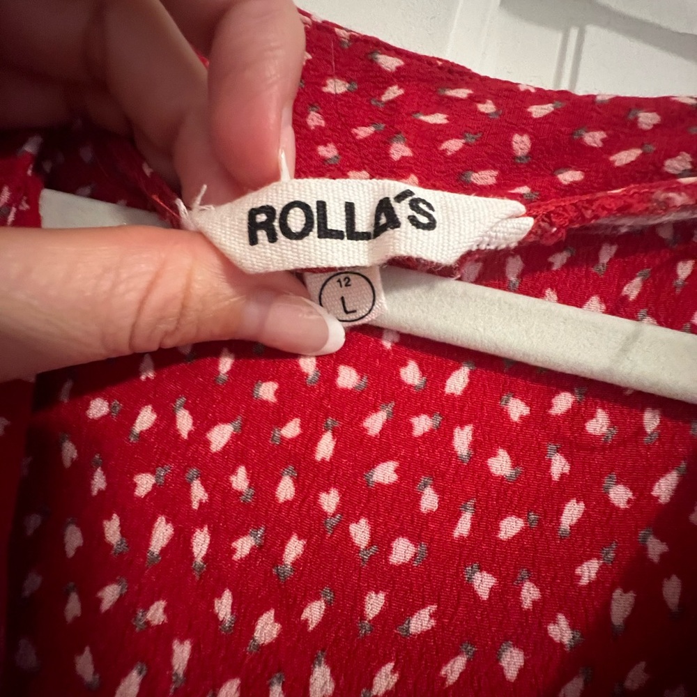 Lulu's Red Button Down Short Sleeve Dress - Picture 6 of 6